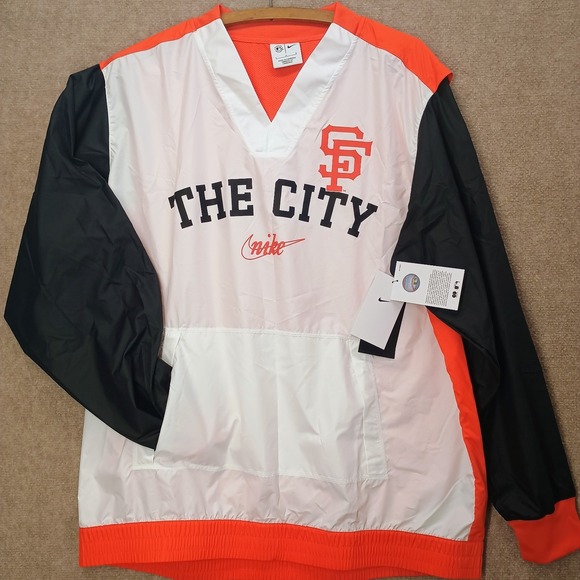 NWT NIKE San Francisco Giants Windbreaker Mens LARGE White MLB Baseball The City - Picture 1 of 9